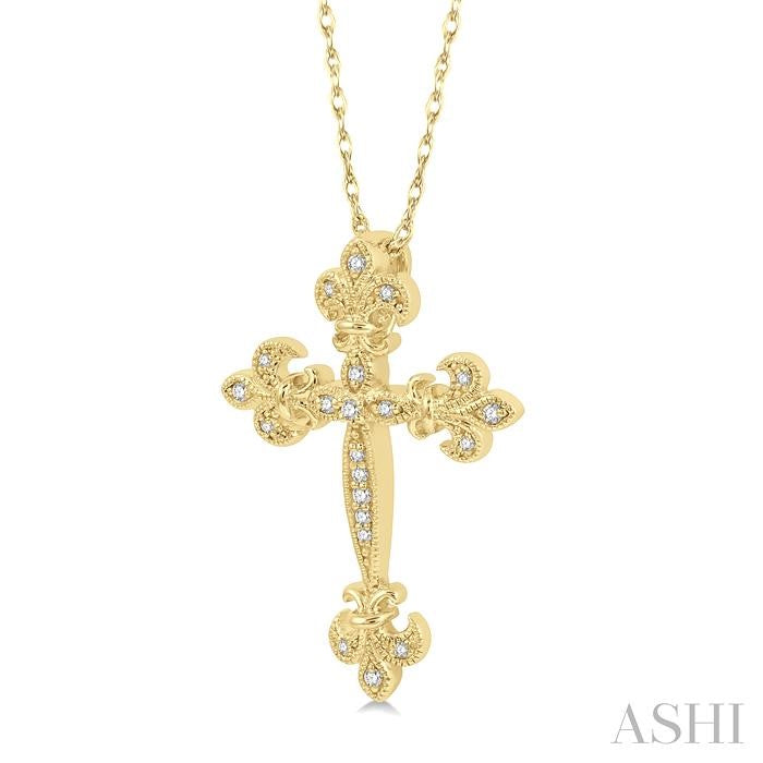 Cross Fleur De Lis Diamond Fashion Pendant