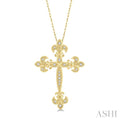 Cross Fleur De Lis Diamond Fashion Pendant