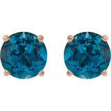 14K Rose 6 mm Natural London Blue Topaz Stud Earrings