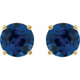 14K Yellow 6 mm Lab-Grown Blue Sapphire Stud Earrings
