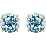14K Yellow 6 mm Natural Sky Blue Topaz Stud Earrings