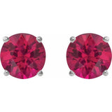Platinum 7 mm Lab-Grown Ruby Stud Earrings