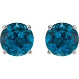Platinum 7 mm Natural London Blue Topaz Earrings