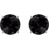 14K White 8 mm Natural Black Onyx Earrings