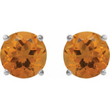 Platinum 8 mm Natural Citrine Earrings