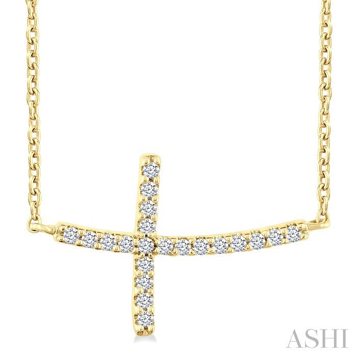 Sideway Cross Petite Diamond Fashion Pendant