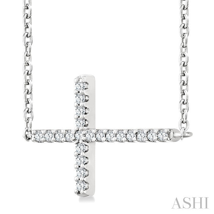 Sideway Cross Petite Diamond Fashion Pendant