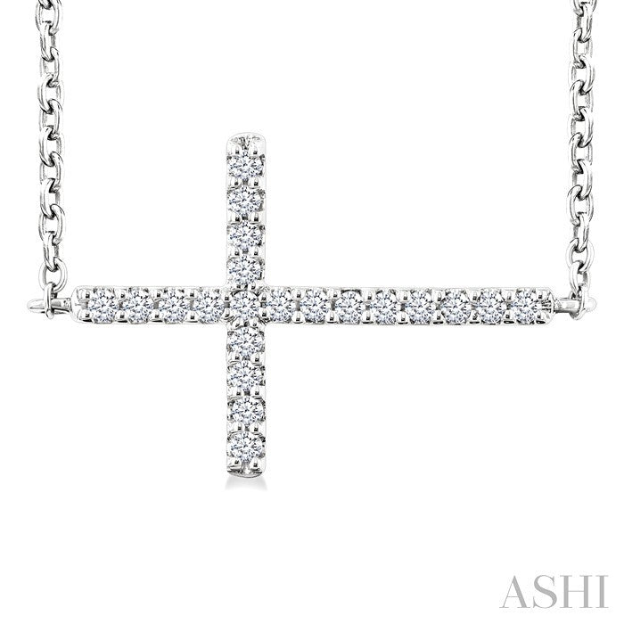 Sideway Cross Petite Diamond Fashion Pendant