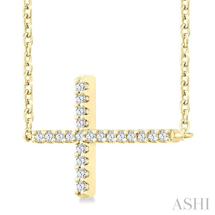 Sideway Cross Petite Diamond Fashion Pendant