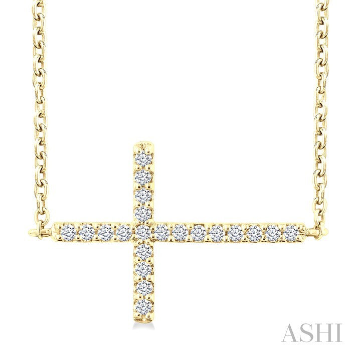 Sideway Cross Petite Diamond Fashion Pendant