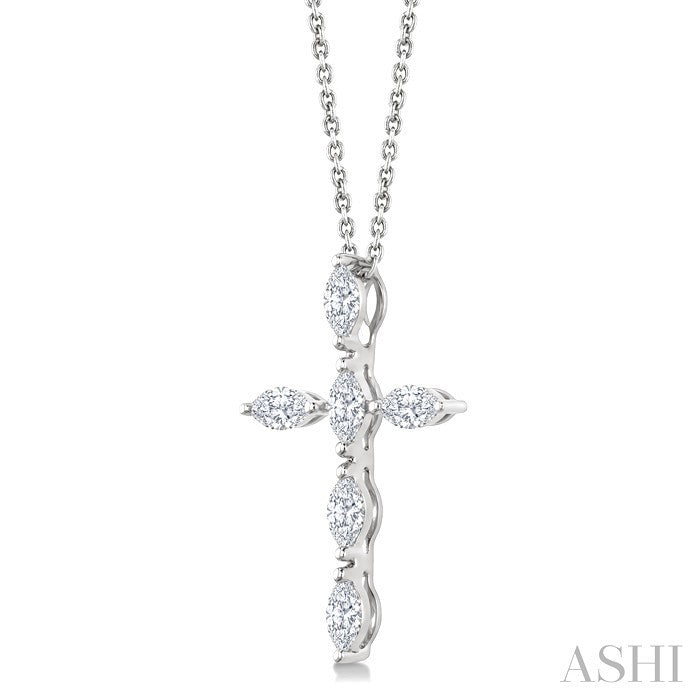 Marquise Shape 6 Stone Cross Diamond Fashion Pendant