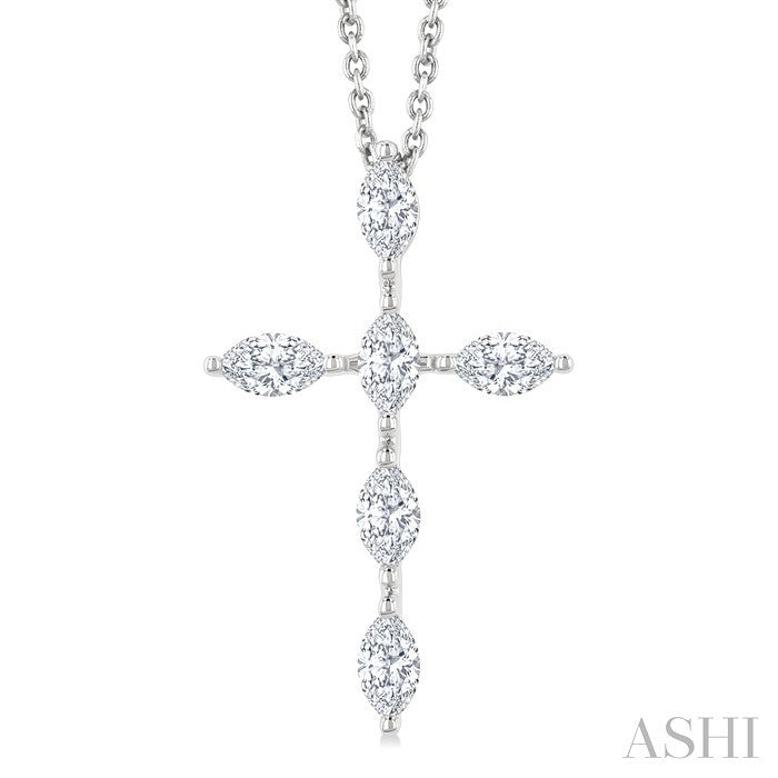 Marquise Shape 6 Stone Cross Diamond Fashion Pendant
