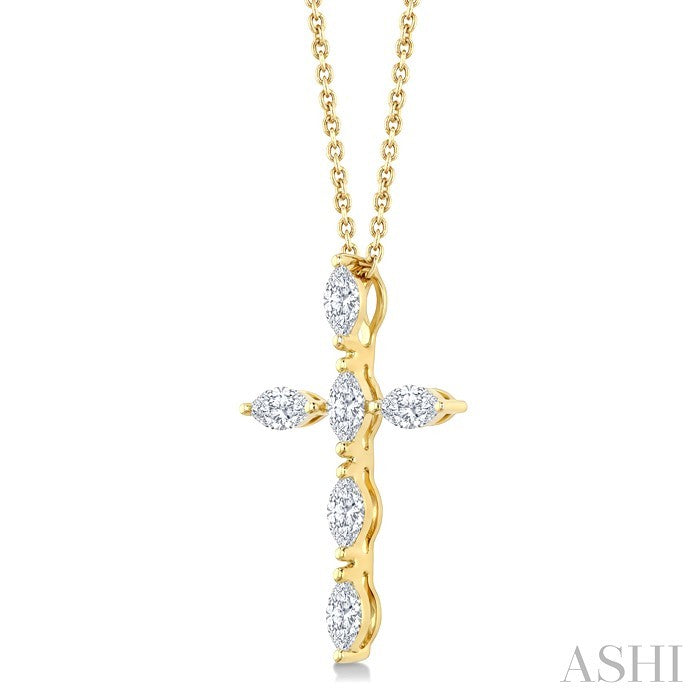 Marquise Shape 6 Stone Cross Diamond Fashion Pendant