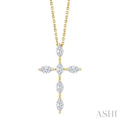 Marquise Shape 6 Stone Cross Diamond Fashion Pendant
