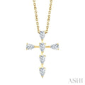 Pear Shape 6 Stone Cross Diamond Fashion Pendant