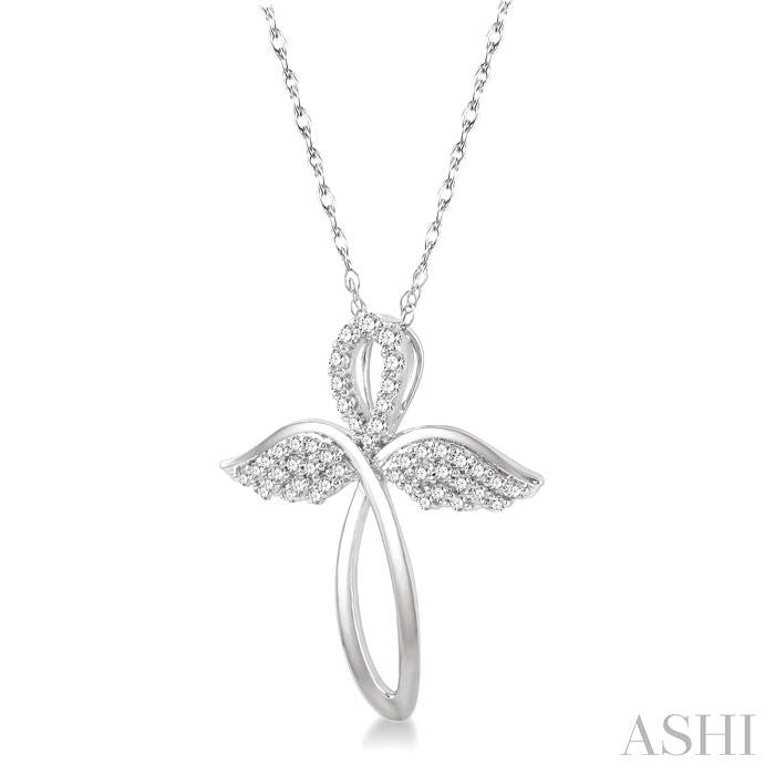 Angel Wings Cross Diamond Fashion Pendant
