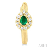 Pear Shape Gemstone & Petite Halo Diamond Huggie Fashion Earrings