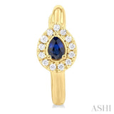 Pear Shape Gemstone & Petite Halo Diamond Huggie Fashion Earrings