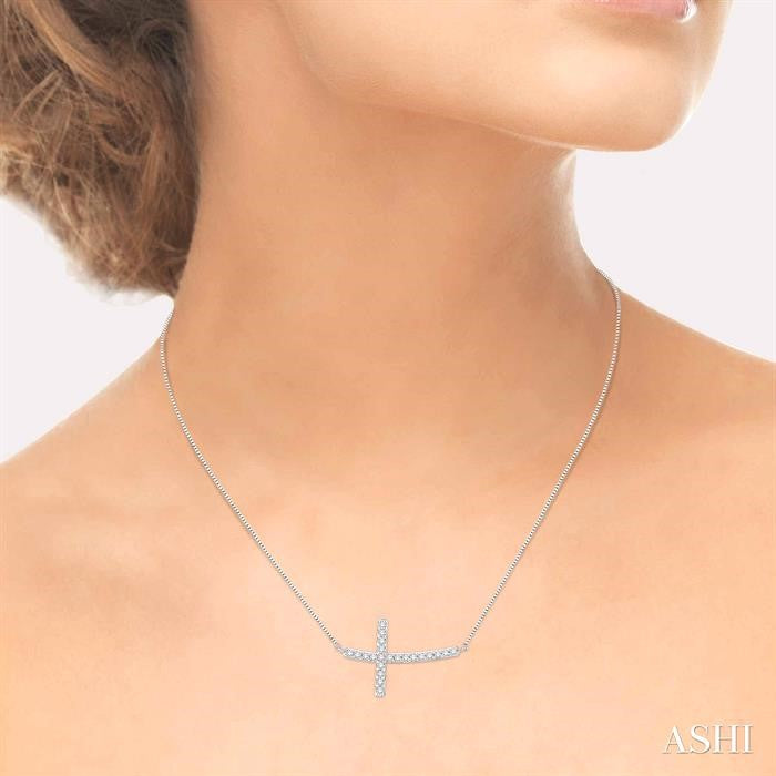 Sideway Cross Diamond Fashion Pendant