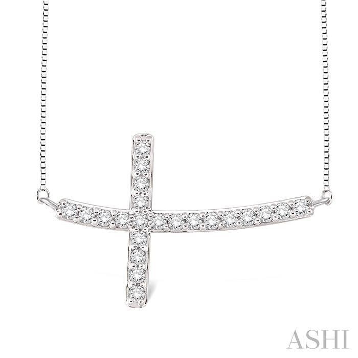 Sideway Cross Diamond Fashion Pendant