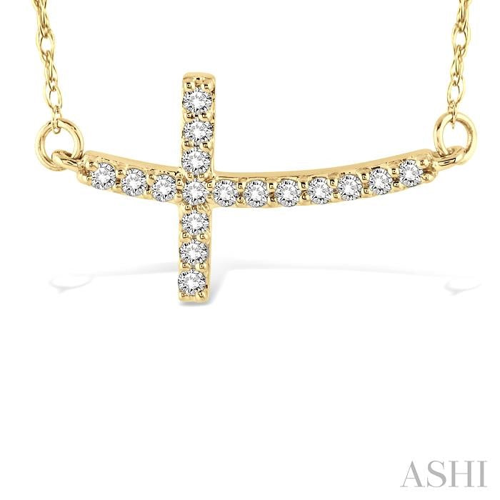 Sideway Cross Diamond Fashion Pendant