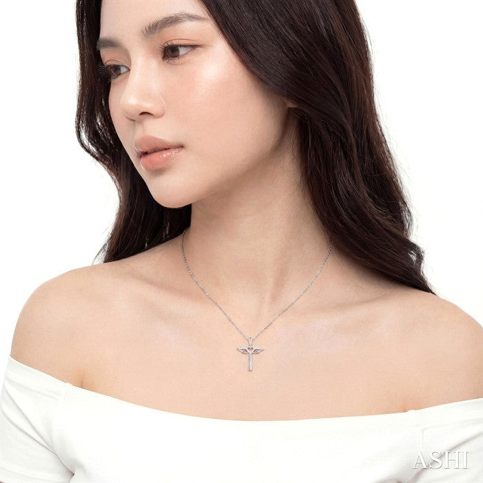 Angel Wings Heart Shape & Cross Diamond Fashion Pendant