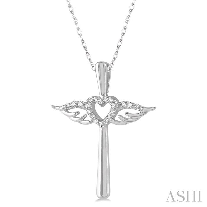 Angel Wings Heart Shape & Cross Diamond Fashion Pendant