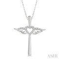 Angel Wings Heart Shape & Cross Diamond Fashion Pendant