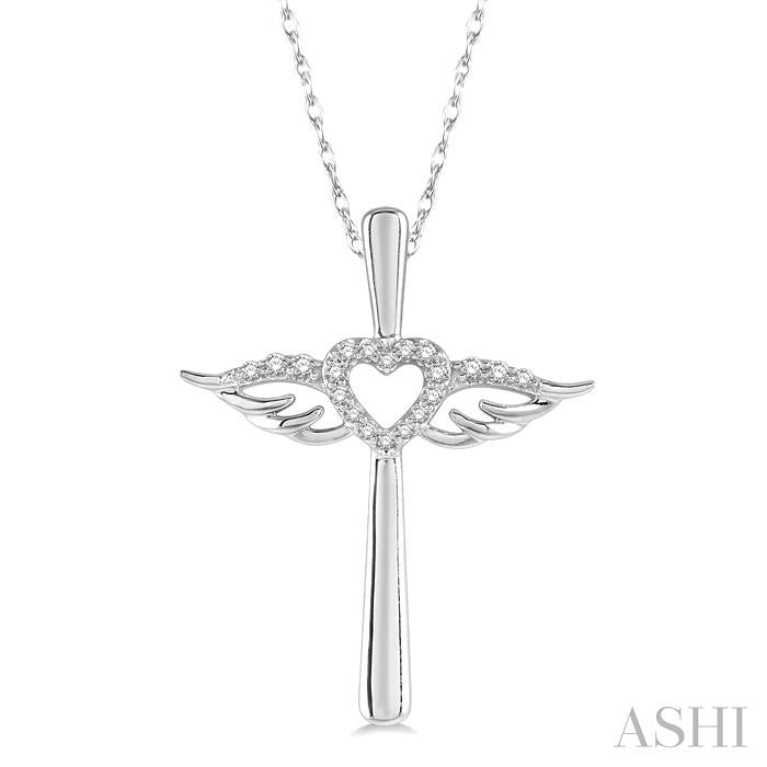 Angel Wings Heart Shape & Cross Diamond Fashion Pendant