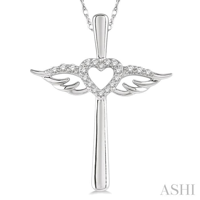 Angel Wings Heart Shape & Cross Diamond Fashion Pendant