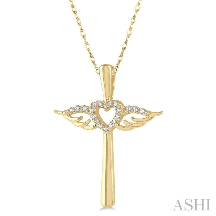 Angel Wings Heart Shape & Cross Diamond Fashion Pendant