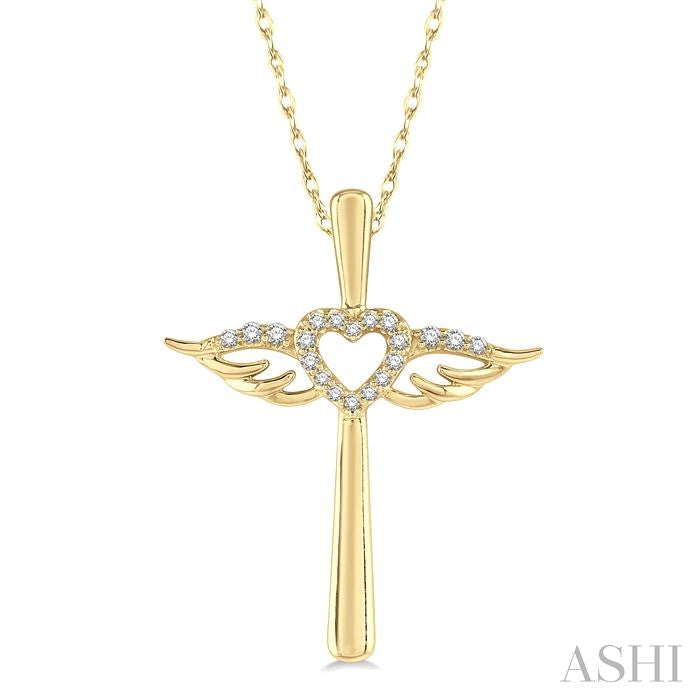 Angel Wings Heart Shape & Cross Diamond Fashion Pendant