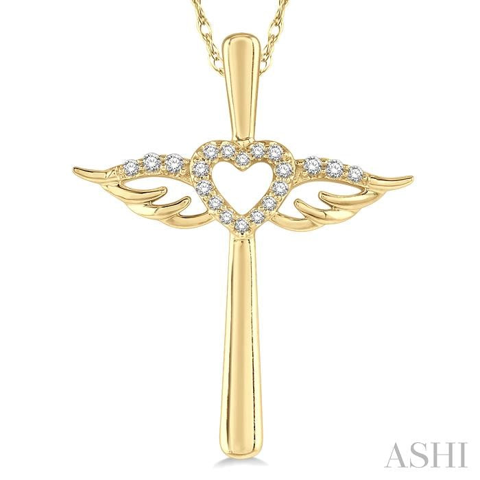 Angel Wings Heart Shape & Cross Diamond Fashion Pendant