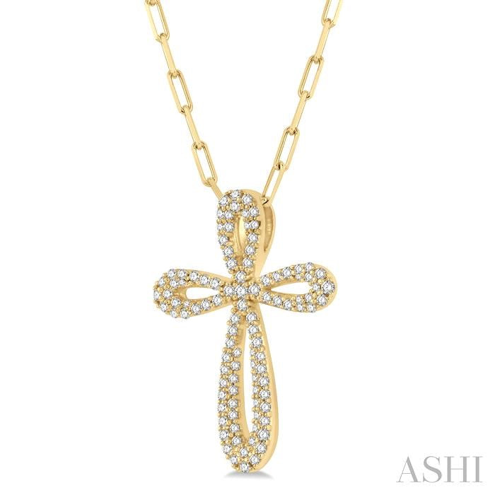 Pave-Set Cross Paperclip Diamond Fashion Pendant