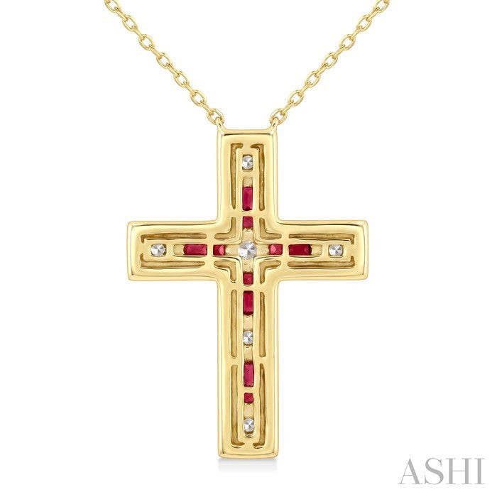 Cross Gemstone & Diamond Fashion Pendant