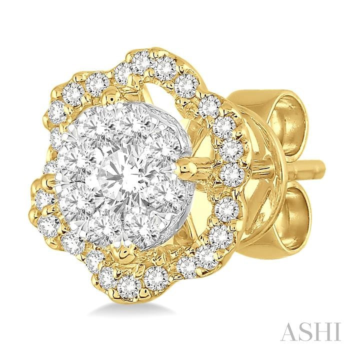 Round Shape Lovebright Diamond Flower Earrings