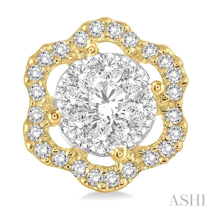Round Shape Lovebright Diamond Flower Earrings