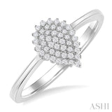 1/6 ctw Petite Pear Shape Round Cut Diamond Cluster Fashion Ring in 10K White Gold