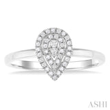 1/6 ctw Double Halo Pear Shape Petite Round Cut Diamond Fashion Ring in 10K White Gold