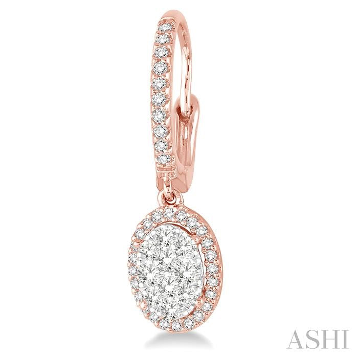 Oval Shape Halo Lovebright Essential Diamond Earrings