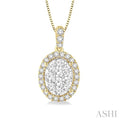 Oval Shape Halo Lovebright Essential Diamond Pendant