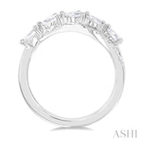 7/8 Ctw Split Criss Cross Pear and Round Cut Diamond Fashion Ring in 14K White Gold