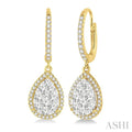 Pear Shape Halo Lovebright Essential Diamond Earrings