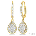 Pear Shape Halo Lovebright Essential Diamond Earrings