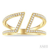 1/4 ctw Geometric Wide Split Lightweight Round Cut Diamond Open Fashion Ring in 10K Yellow Gold