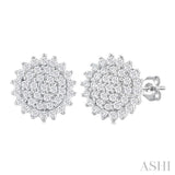 1/5 Ctw Petite Round Shape Round Cut Diamond Cluster Fashion Stud Earring in 10K White Gold