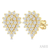 1/5 ctw Petite Pear Shape Round Cut Diamond Cluster Fashion Stud Earring in 10K Yellow Gold