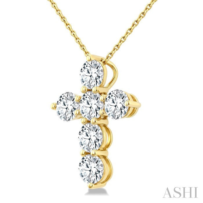6 Stone Cross Diamond Fashion Pendant