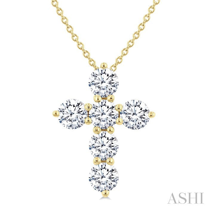 6 Stone Cross Diamond Fashion Pendant