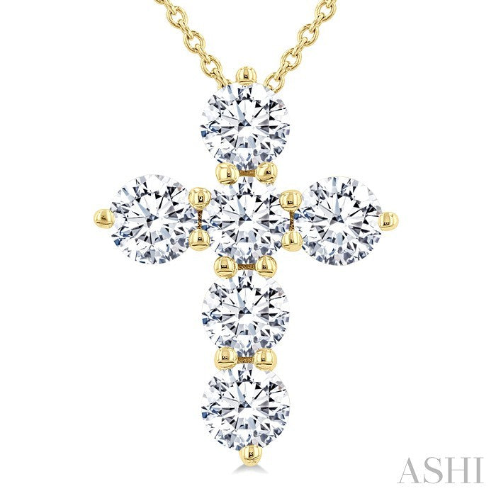 6 Stone Cross Diamond Fashion Pendant
